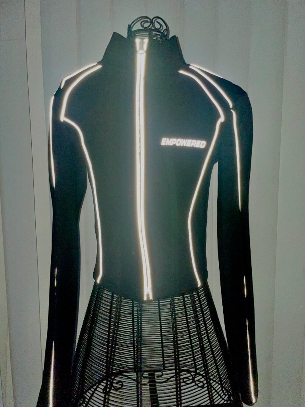 Reflective Cropped Athletic Jacket Black Full Zip Gym Running Jacket